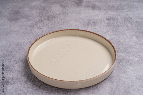 Beige Ceramic Dessert Plate Marble Background