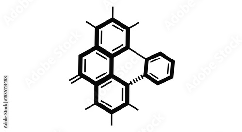 Molecular structure of pyrene a polycyclic aromatic hydrocarbon depicted in black lines