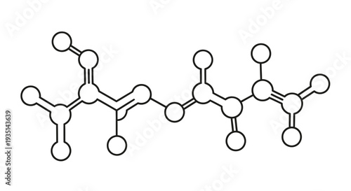 Linear diagram of a chemical structure with carbon and oxygen atoms