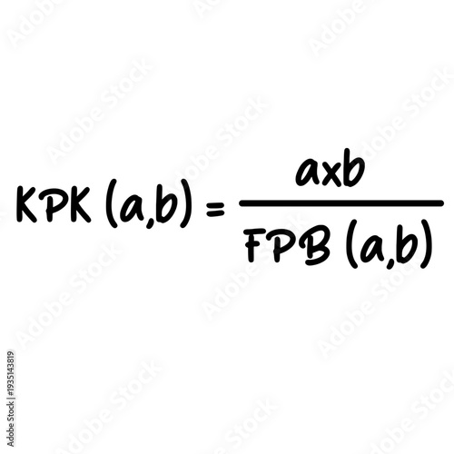 Least common multiple formula isolated on white background mathematics equation handwritten in simple educational style illustration.
