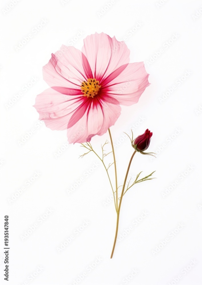 Fototapeta premium Cosmos flower petals white illustration.