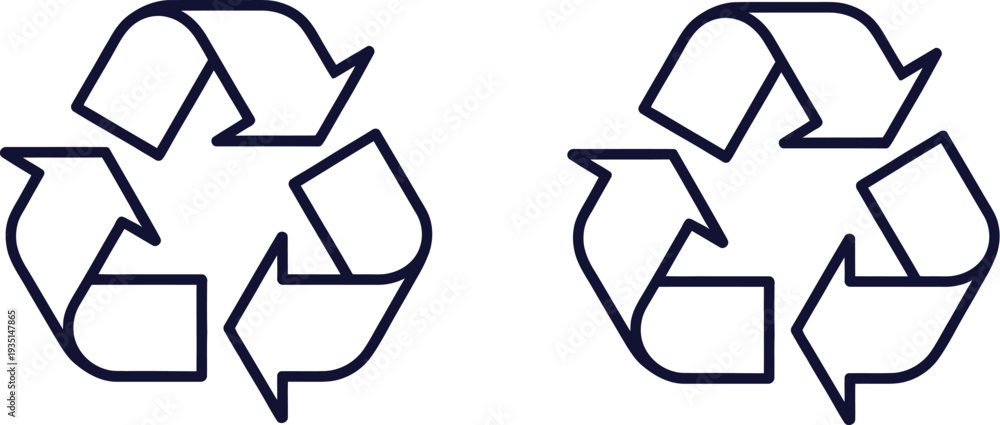 Obraz premium Professional eco friendly recycling arrows icon collection isolated on white for conservation renewable energy global warming circular economy and nature protection.