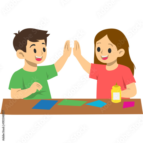 Happy Children Making Arts And Crafts Together