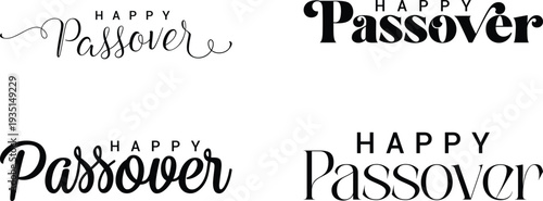 Happy Passover Typography Set with Elegant Script and Modern Calligraphy Text Graphics for Jewish Holiday Greeting card