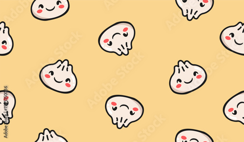 Cutest dumpling pattern background vector design