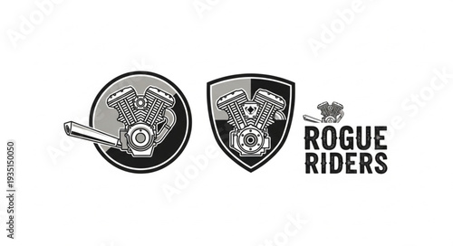 Motorcycle Engine Emblem and Logo Design.