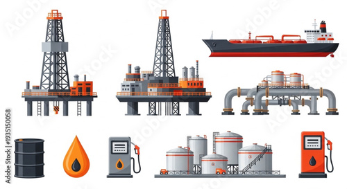 Oil Rig Equipment and Refining Process.