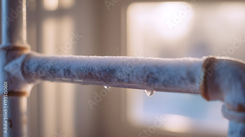 Frozen water pipes reflect winter’s chill a home maintenance illustration showcasing icy textures