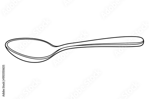 Spoon Coloring Page – Simple Kitchen Utensil Outline Printable for Kids