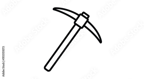 Simple black and white line drawing of a pickaxe tool on a white background