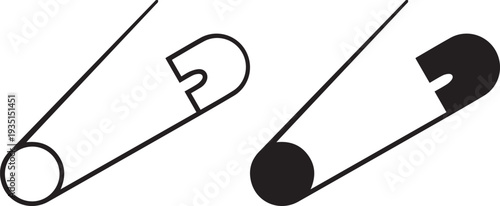 safety pin,icon hook, binder clip, classic office supplies, minimalist design, simple shapes, geometric, vector illustration