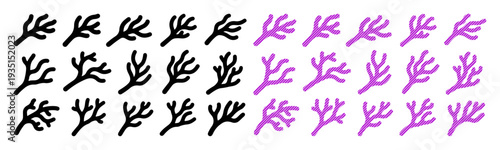 Branching patterns in black and purple, representing growth and variation