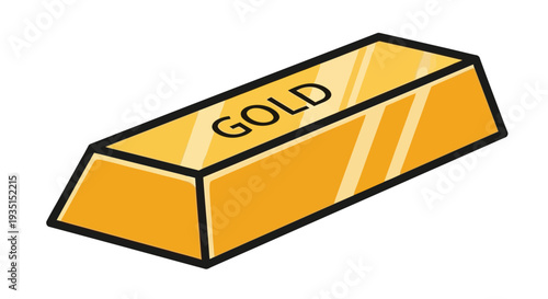 Stylized illustration of a gold bar with the word gold printed on it
