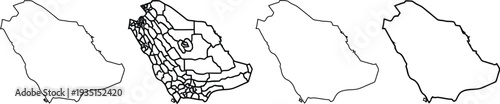 Outline saudi arabia map collection with province borders