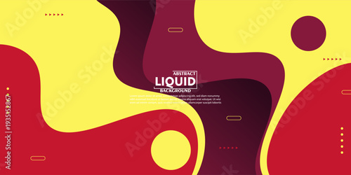 Red and yellow abstract wave banner background with geometric patterns and flowing circles. Vector eps10