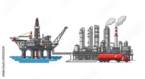Oil Rig Refinery Industrial Complex.