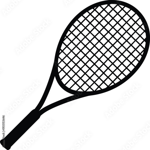 Simple black tennis racket silhouette vector