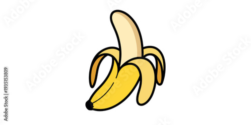 Peeled yellow bananas fruit cartoon  in white background