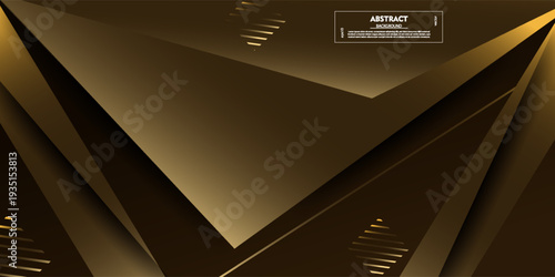 Brown abstract banner background with shadow texture elements. Golden triangle pattern in futuristic banner style. Vector eps10
