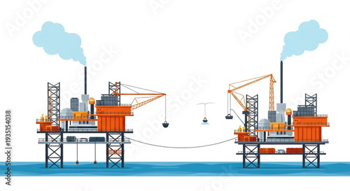 Oil Rig Platform Illustration Offshore Drilling.