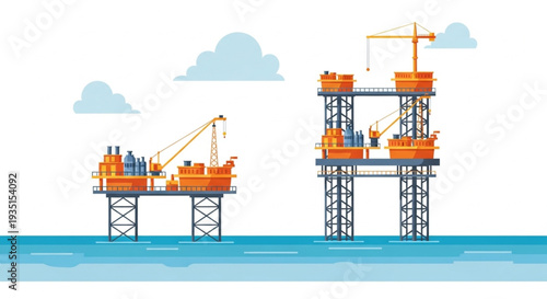Oil Rig Platform in Ocean.