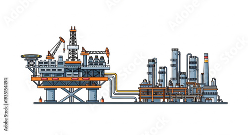 Oil Rig Platform Industrial Facility.