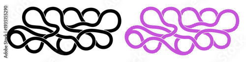 Intricate knot patterns in contrasting black and purple against a white background