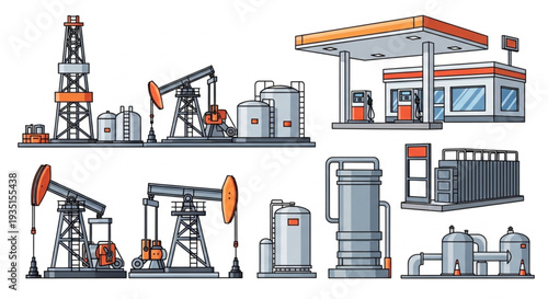 Oil Rig Pumpjack Gas Station Equipment.