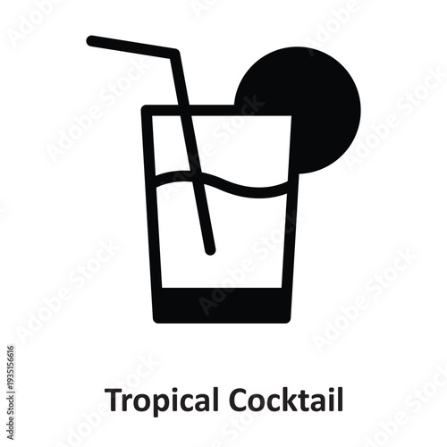 Tropical Cocktail Vector Icon which can easily modify or edit