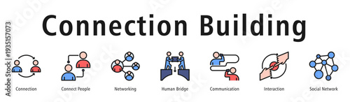 Connection Building web banner icon vector illustration concept with icon of connection, connect people, networking, human bridge, communication, interaction, and social network.