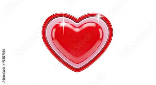 Glossy Red Heart with Sparkles