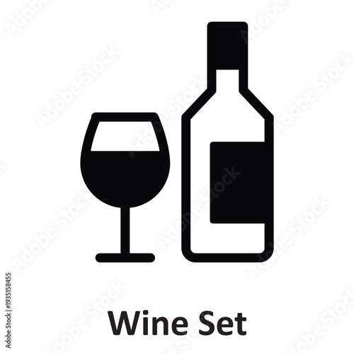 Wine Set Vector Icon which can easily modify or edit
