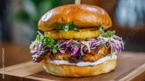Teriyaki Chicken Burger with Pineapple