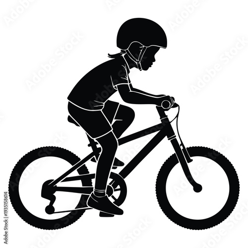 Child riding bike wearing protective gear illustration representing outdoor sport activity exercise healthy lifestyle childhood fun and youthful energy design