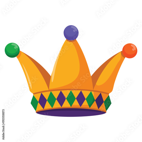 Accessory icon of yellow joker hat vector illustration isolated perfect for carnival circus costume comedy and entertainment design concepts