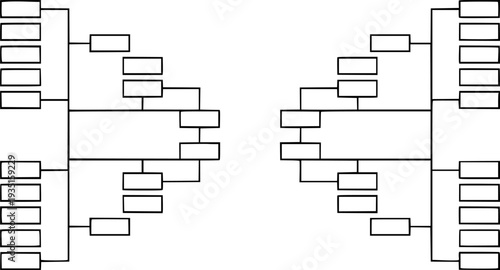Symmetrical branching diagrams with empty rectangular nodes and connecting lines