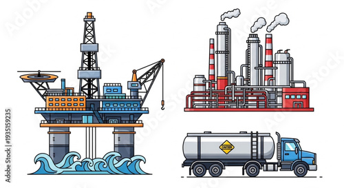 Oil Rig Refinery Truck Industry.