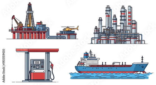 Oil Rig Refining Industrial Equipment.
