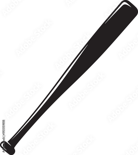 A black and white silhouette of a baseball bat