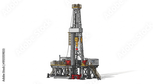 Oil Rig Structure on White Background.