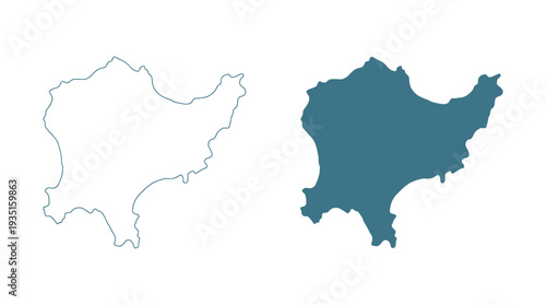 Abstract Geographic Map Outline and Silhouette Vector. Stylized Simple Shape for Location, Territory, or Island Concepts.