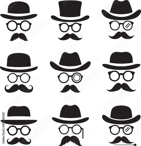 Silhouette 9 visages