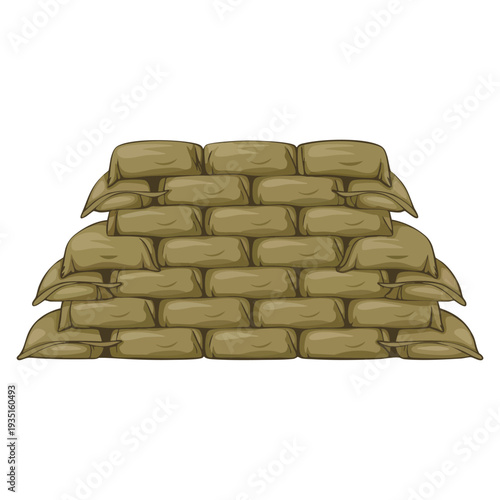 Barricade of bags of sand paintball single icon in cartoon style vector symbol stock illustration suitable for sport game and tactical theme