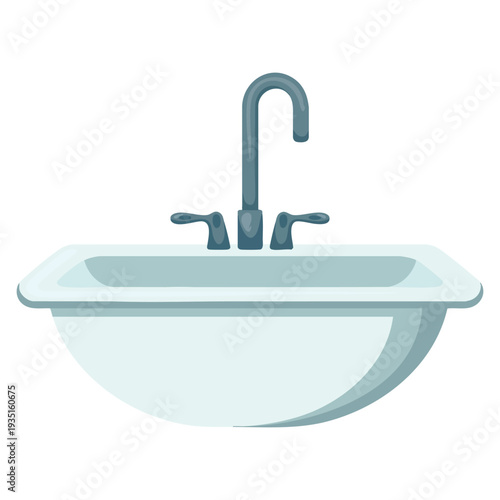 Bathroom pedestal sink modern design isolated home and hygiene concept vector illustration suitable for interior and sanitary themes