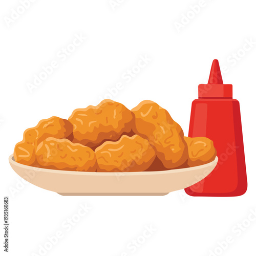 Battered fried chicken plate detailed illustration suitable for food menu restaurant promotion crispy meal and comfort food themes
