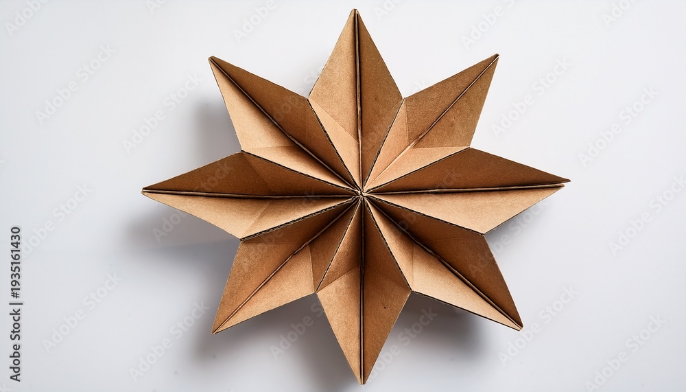 Obraz premium Brown Five Pointed Star Shape Cut From Cardboard Isolated On White Background
