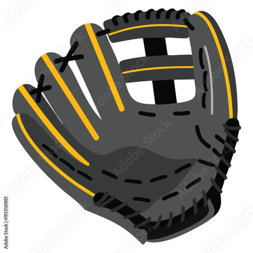 Black baseball glove illustration ideal for sports equipment athletics training and competition themed creative design