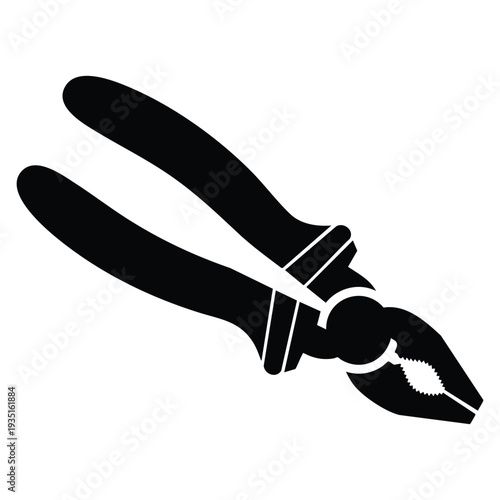 Black and white vector of pliers perfect for engineering repair tools industrial themes and minimalist vector design illustrations