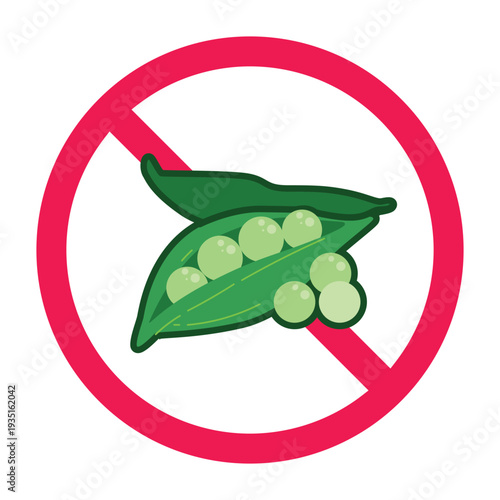 No green peas sign, forbidden pea pod vegetable sign, green peas prohibited symbol, do not eat green peas symbol