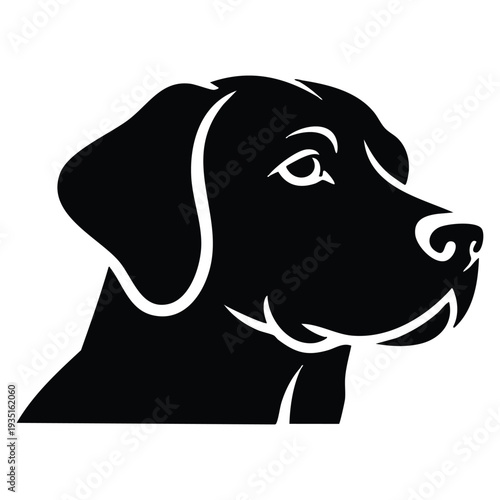 Black labrador retriever head silhouette profile view elegant vector art ideal for dog lovers and pet enthusiasts projects